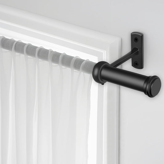 1 Inch Curtain Rods, Black Curtain Rods, Curtain Rods for Windows 18 to 28, Outdoor Curtain Rod for Patio, Wall Mount & Ceiling Mount, Adjustable Curtain Rod (18 to 28)